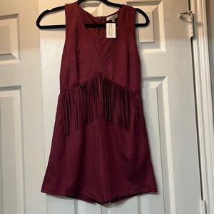 Vestique Velvet Fringe Romper- new with tags